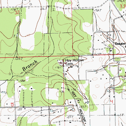 Topographic Map of Hay Hollow Cemetery, LA