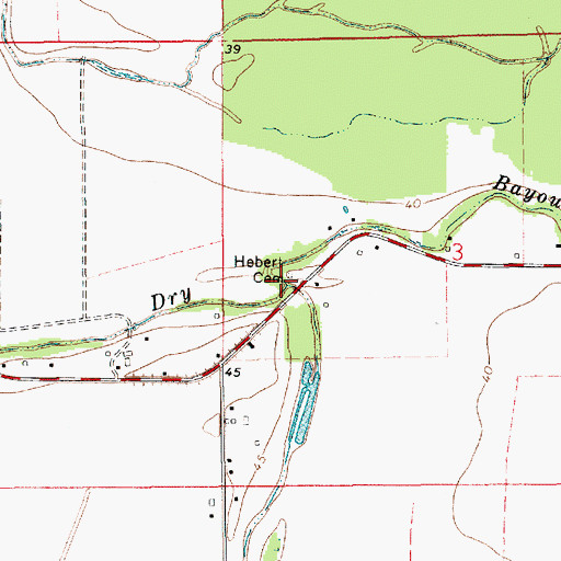 Topographic Map of Hebert Cemetery, LA