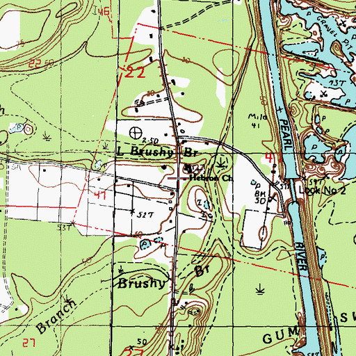 Topographic Map of Hebron Church, LA