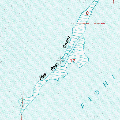 Topographic Map of Hell Pass Coast, LA