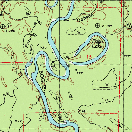 Topographic Map of Hells Gate Bayou, LA
