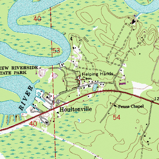 Topographic Map of Helping Hands Cemetery, LA