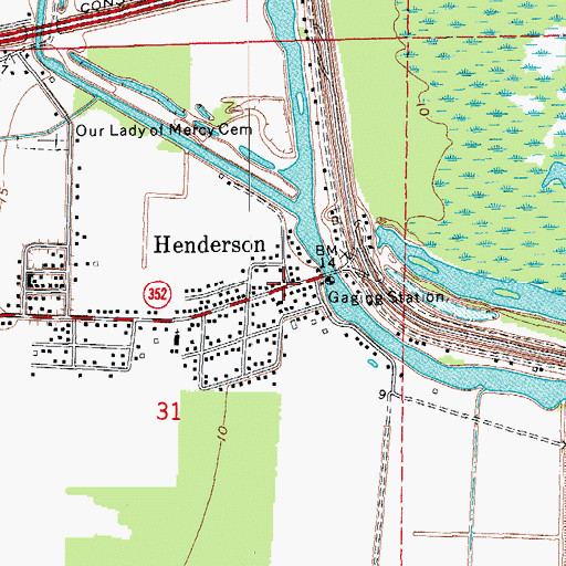 Topographic Map of Henderson, LA