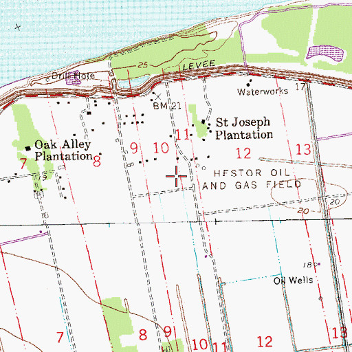 Topographic Map of Hestor Oil and Gas Field, LA