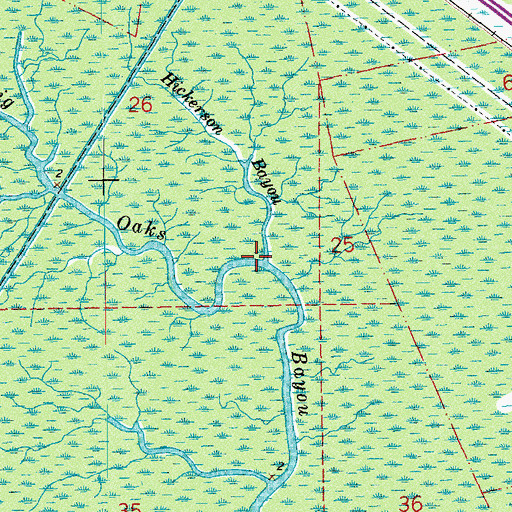 Topographic Map of Hickerson Bayou, LA