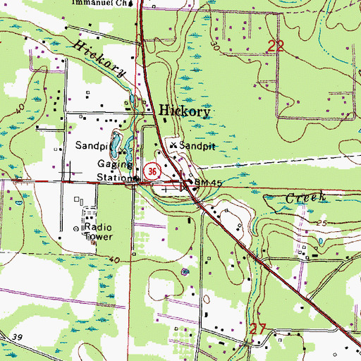 Topographic Map of Hickory, LA