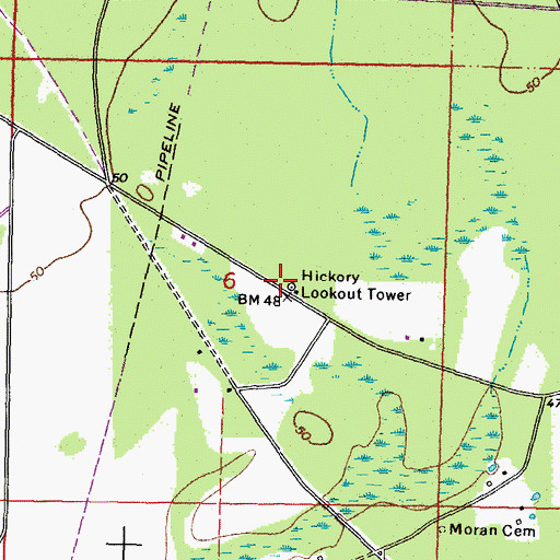 Topographic Map of Hickory Lookout Tower, LA