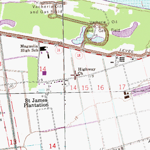 Topographic Map of Highway Church, LA