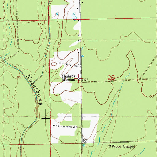 Topographic Map of Hodges Mission, LA
