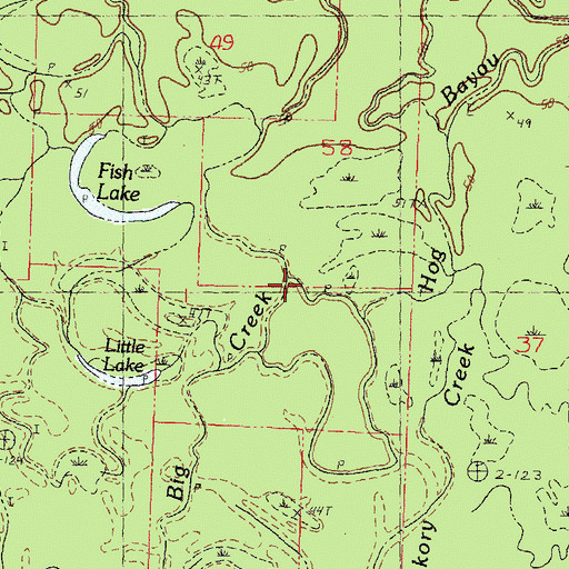 Topographic Map of Hog Bayou, LA