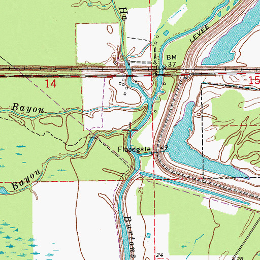 Topographic Map of Hog Bayou, LA