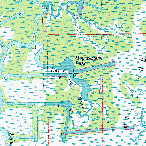 Topographic Map of Hog Bayou Lake, LA