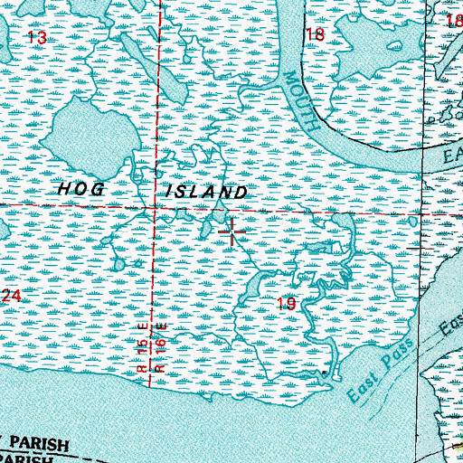 Topographic Map of Hog Island, LA