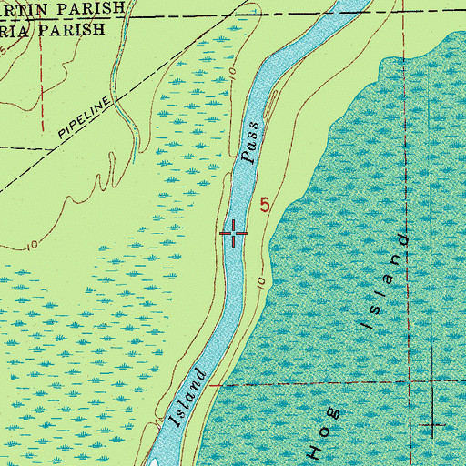 Topographic Map of Hog Island Pass, LA