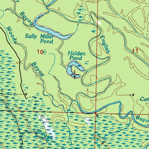 Topographic Map of Holden Pond, LA