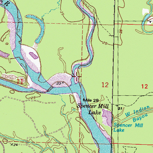 Topographic Map of Holmes Bayou, LA
