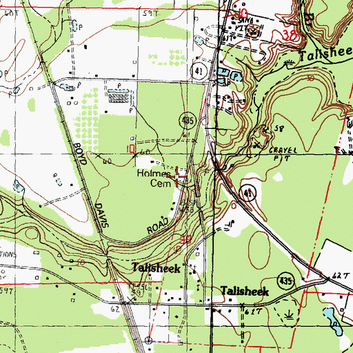 Topographic Map of Holmes Cemetery, LA