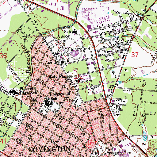 Topographic Map of Holy Family School, LA