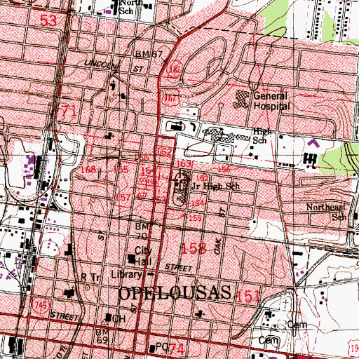 Topographic Map of Holy Ghost School, LA