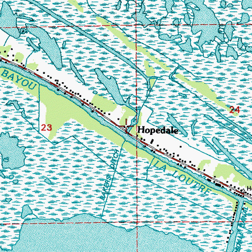 Topographic Map of Hopedale, LA