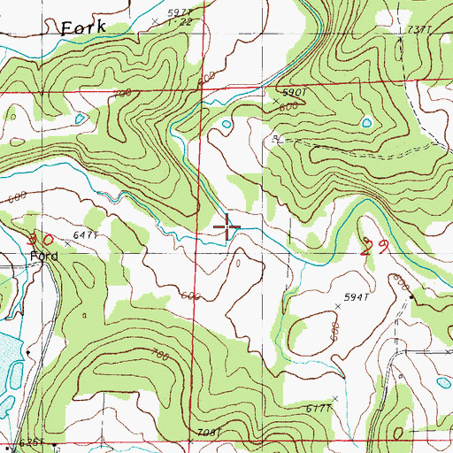 Topographic Map of Long Creek, AR