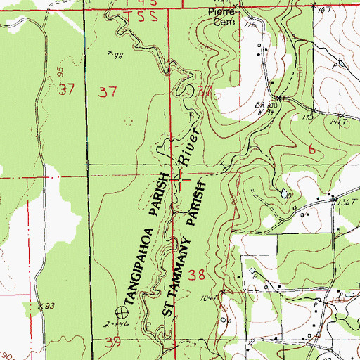 Topographic Map of Hornsby Branch, LA