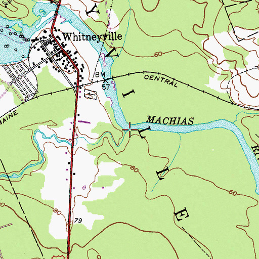 Topographic Map of Dan Hill Brook, ME
