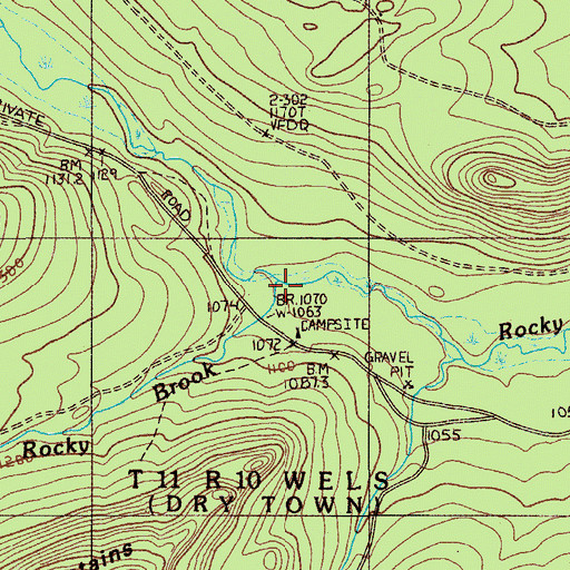 Topographic Map of Little Rocky Brook, ME