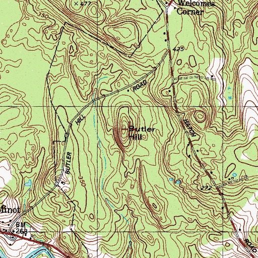 Topographic Map of Butler Hill, ME