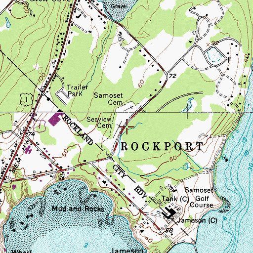Topographic Map of Seaview Cemetery, ME