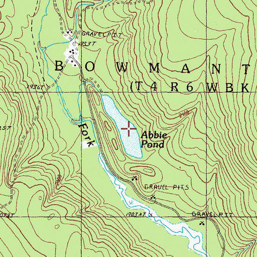 Topographic Map of Abbie Pond, ME