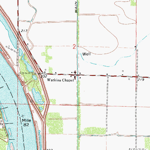 Topographic Map of Watkins Chapel, AR