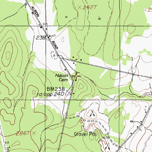 Topographic Map of Abbott Cemetery, ME