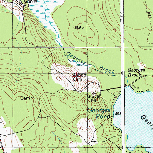 Topographic Map of Abbott Cemetery, ME