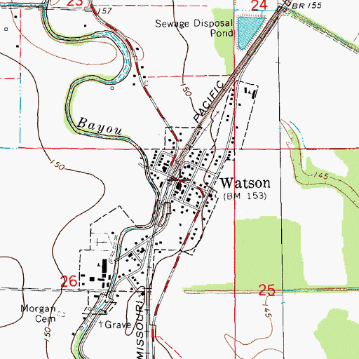 Topographic Map of Watson, AR