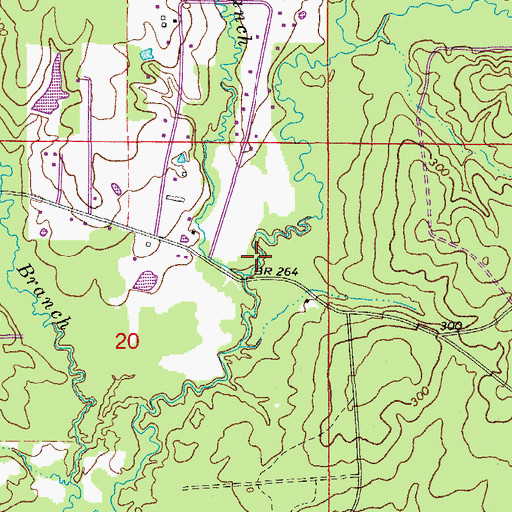Topographic Map of Watson Branch, AR