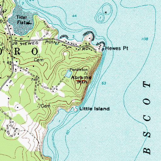 Topographic Map of Abrams Mountain, ME
