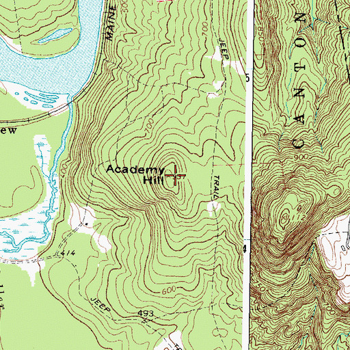 Topographic Map of Academy Hill, ME
