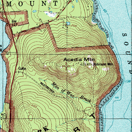 Topographic Map of Acadia Mountain, ME