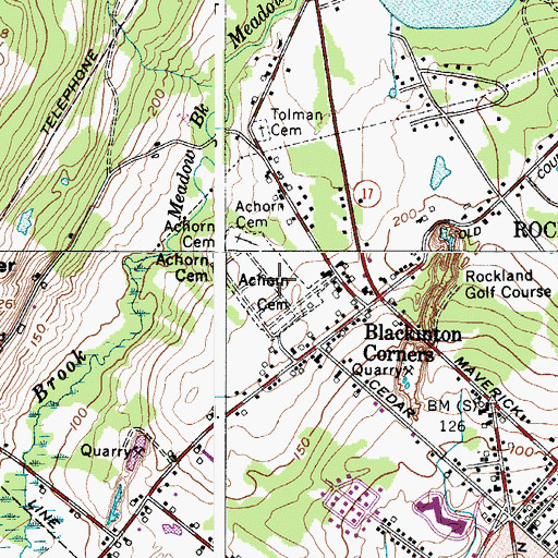 Topographic Map of Achorn Cemetery, ME