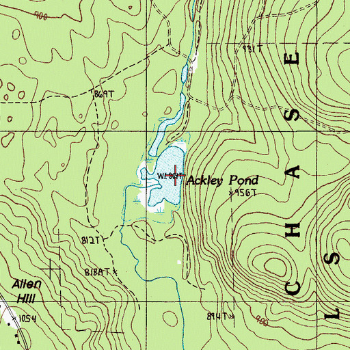 Topographic Map of Ackley Pond, ME