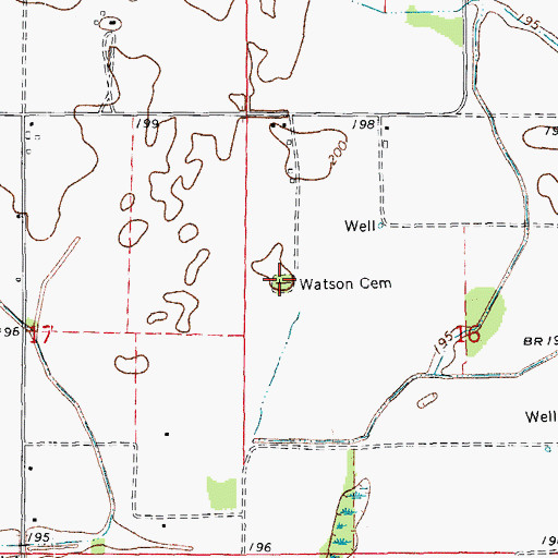 Topographic Map of Watson Cemetery, AR