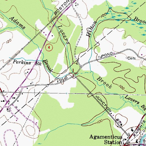 Topographic Map of Adams Brook, ME