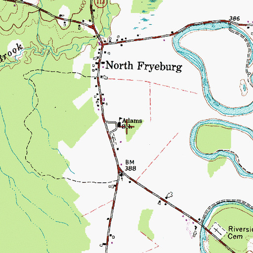 Topographic Map of Adams School, ME