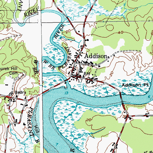 Topographic Map of Addison, ME