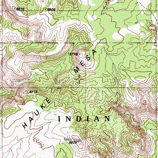 Topographic Map of Hauke Mesa, AZ