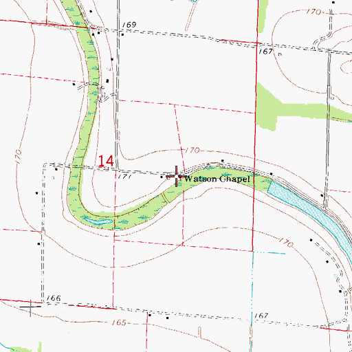 Topographic Map of Watson Chapel, AR