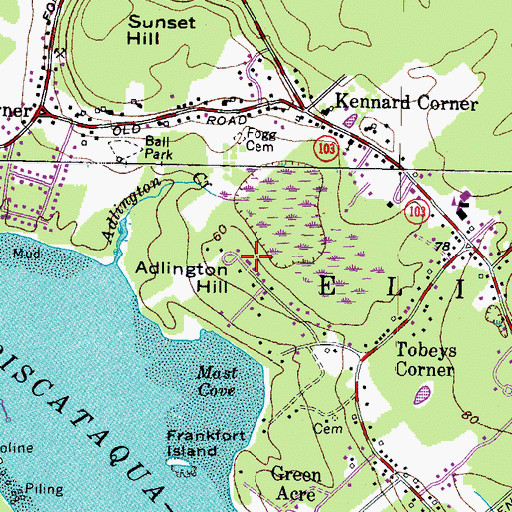 Topographic Map of Adlington Hill, ME