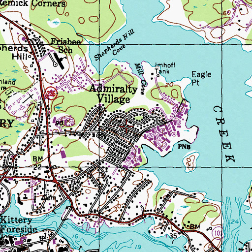 Topographic Map of Admiralty Village, ME