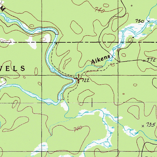 Topographic Map of Aikens Brook, ME